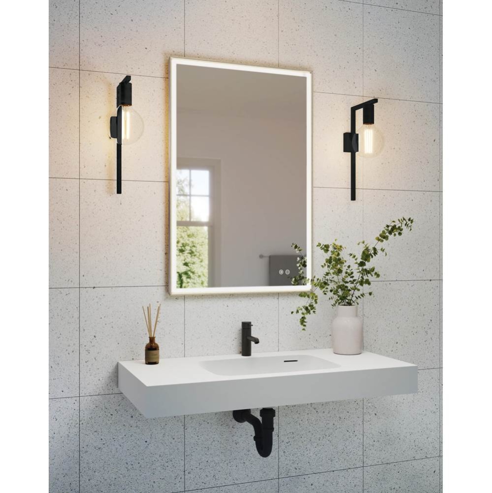 ARTUS FRAMED MIRROR 21'' W x 36'' H +DEFOG +LIGHT, BRUSHED NICKEL