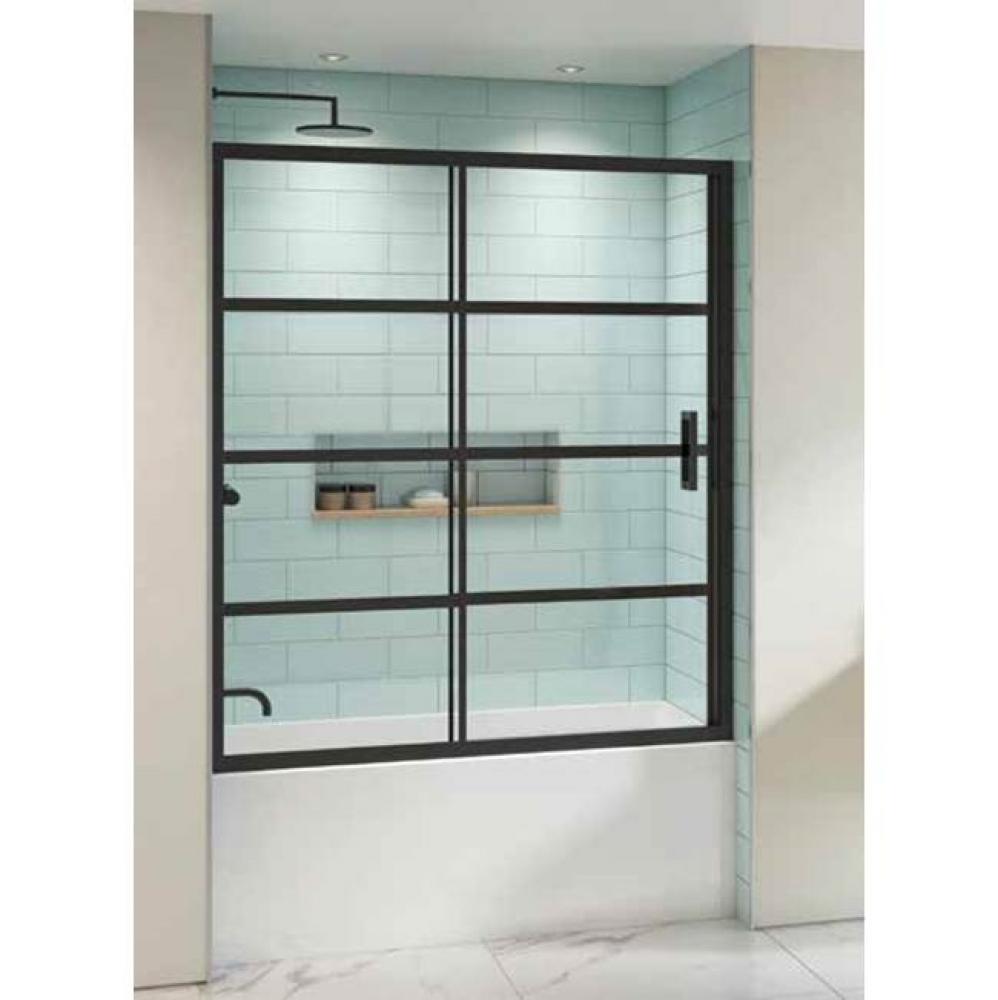 LATITUDE TUB 60''W/66''H/ 8MM/MAT BKL/CLR/BLK STRIPE