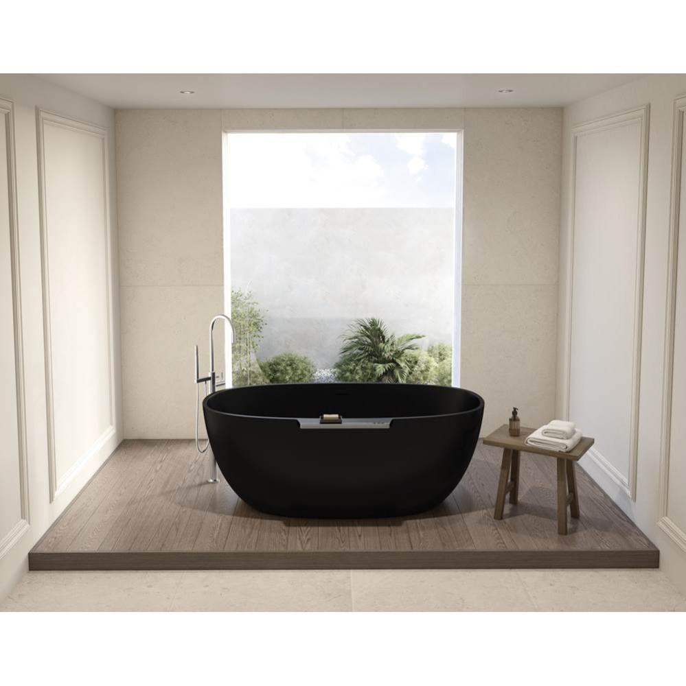 ARIA STONE LUCIA TUB/63 X 35/MATTE BLACK TUB / CHROME TRIM