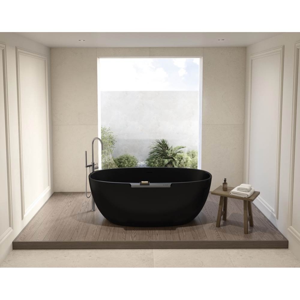 ARIA STONE LUCIA TUB/63 X 35/MATTE BLACK TUB / DARK CHROME TRIM