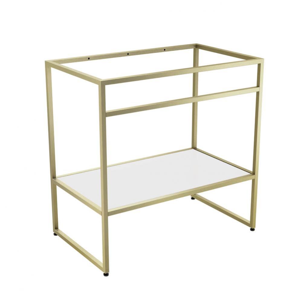 LUNA STAK TRIO VANITY FREESTANDING BRUSHED GOLD FRAME 32''WHITESHELF