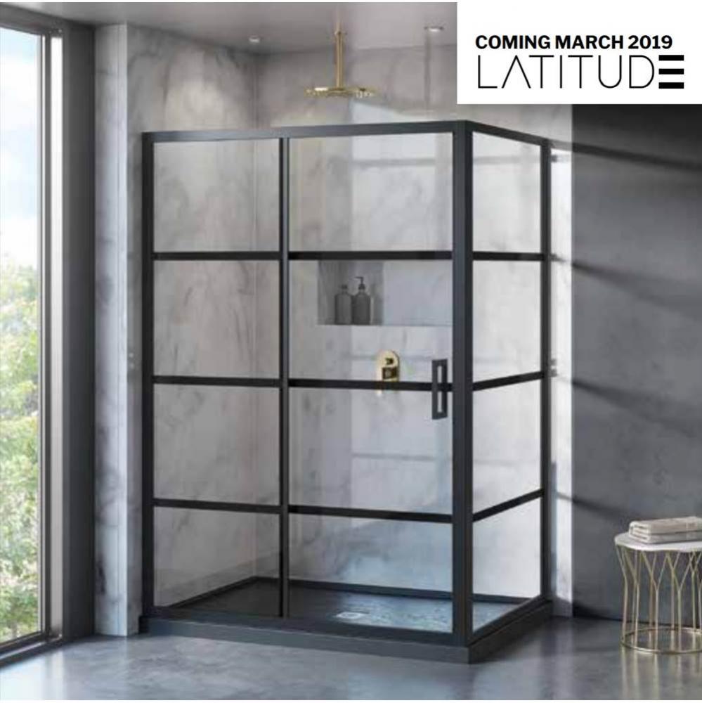 LATITUDE 2-SIDED/48''X32''/79''H/8MM/MAT BLK/CLR/BLK STRIPE