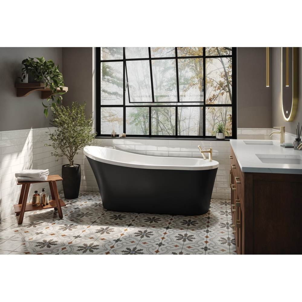 OPUS MEZZO TUB/6029/MAT BLK EXT/WHITE INT/WHITE DRAIN COVER