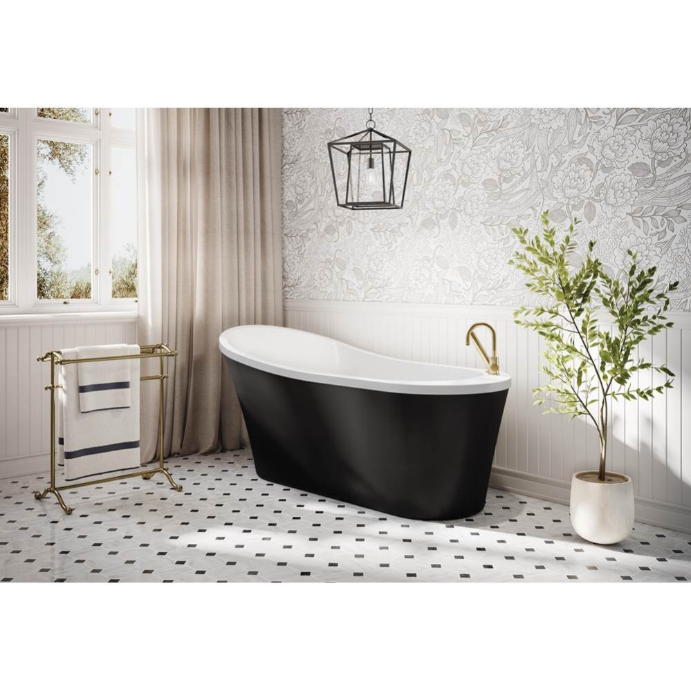 OPUS MEZZO TUB/6730/MAT BLK EXT/WHITE INT/WHITE DRAIN COVER