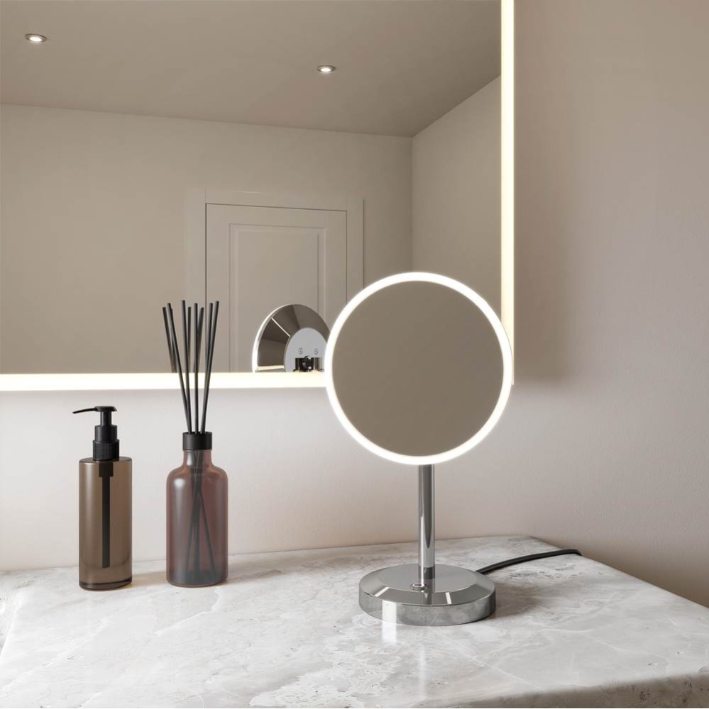 VIZO MAKEUP MIRROR/FREE STANDING/8''/RD FRAME&MIRROR/CHROME