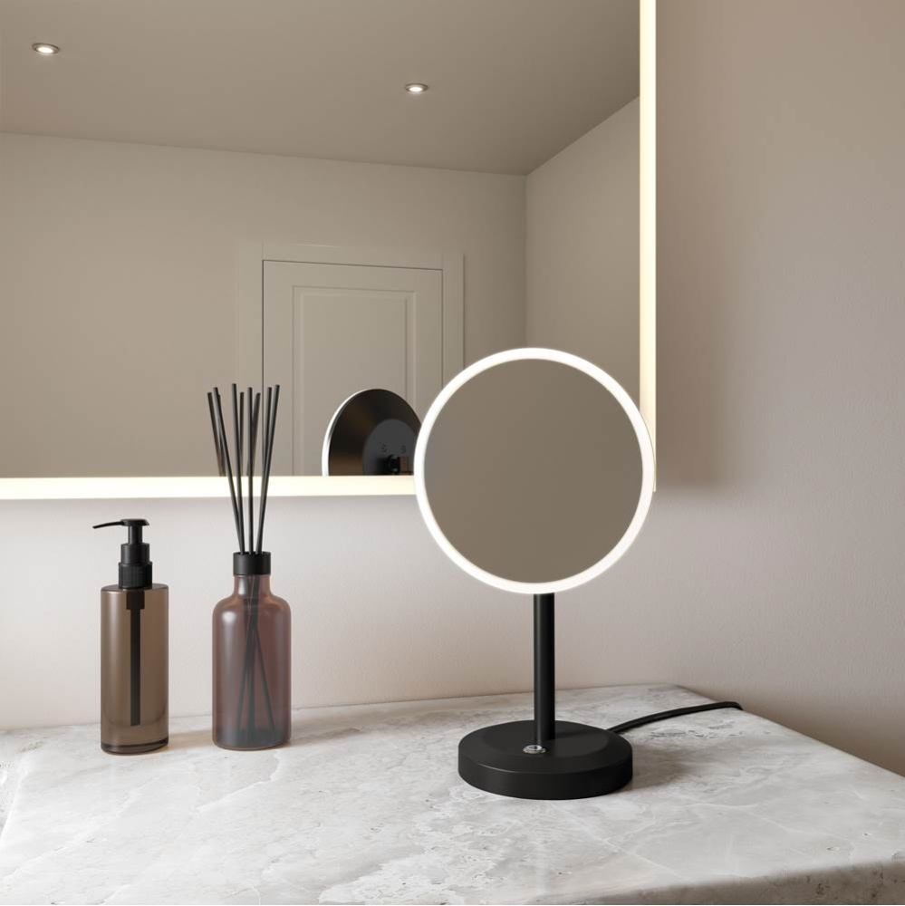 VIZO MAKEUP MIRROR/FREE STANDING/8''/RD FRAME&MIRROR/BLACK