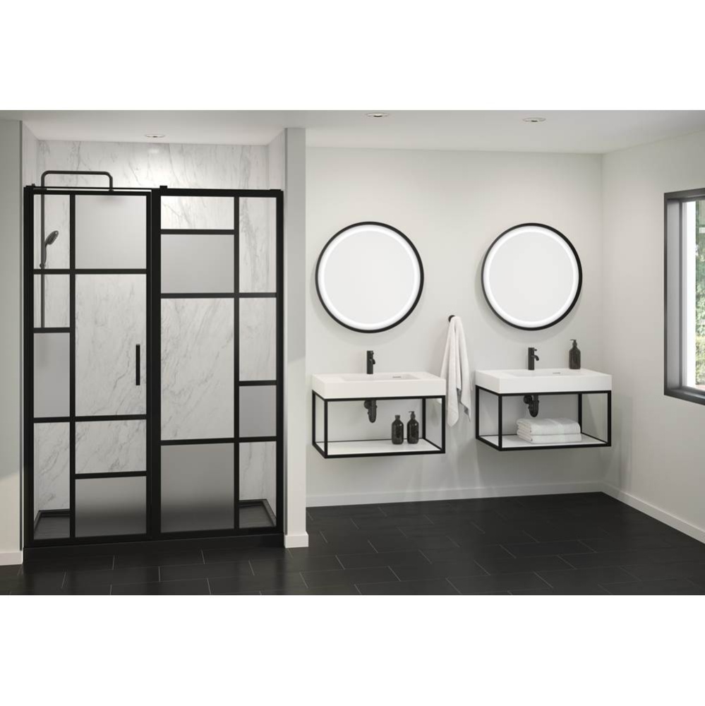 LUNA STAK DUO VANITY WALLMOUNT BLACK FRAME 24'' WHITE SHELF