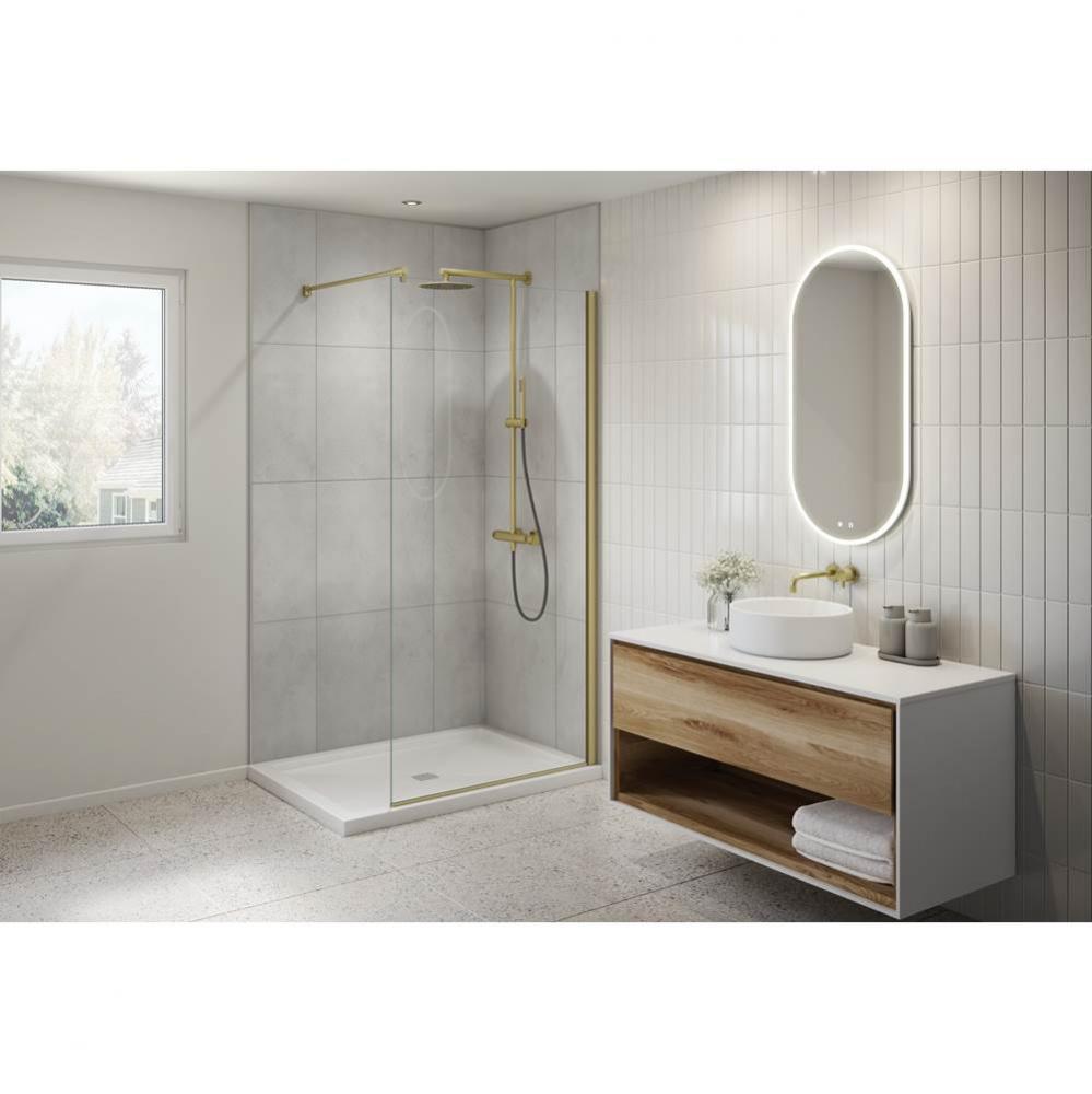 LEXUS SHOWER SHIELD 39'' /79''H/10MM/BRUSHED GOLD/CLEAR GLASS