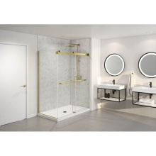 Fleurco Canada NGUS4832R-12-40 - GEMINI 6MM 2 SIDED/48 X 32 RIGHT/BRUSHED GOLD/SEKUR+