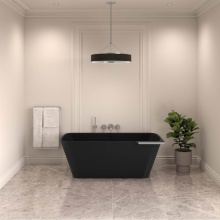 Fleurco Canada BTLK6433R-25-33 - ARIA STONE LUKAS TUB/RIGHT/64 x 33/MATTE BLACK / BRUSHED NICKEL TRIM