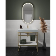 Fleurco Canada MFMO2039-12 - MAGNA OBLONG FRAMED MIRROR 20'' W x 39'' H +DEFOG +LIGHT, GOLD