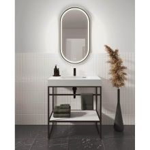 Fleurco Canada MFMO2039-33 - MAGNA OBLONG FRAMED MIRROR 20'' W x 39'' H +DEFOG +LIGHT, BLACK