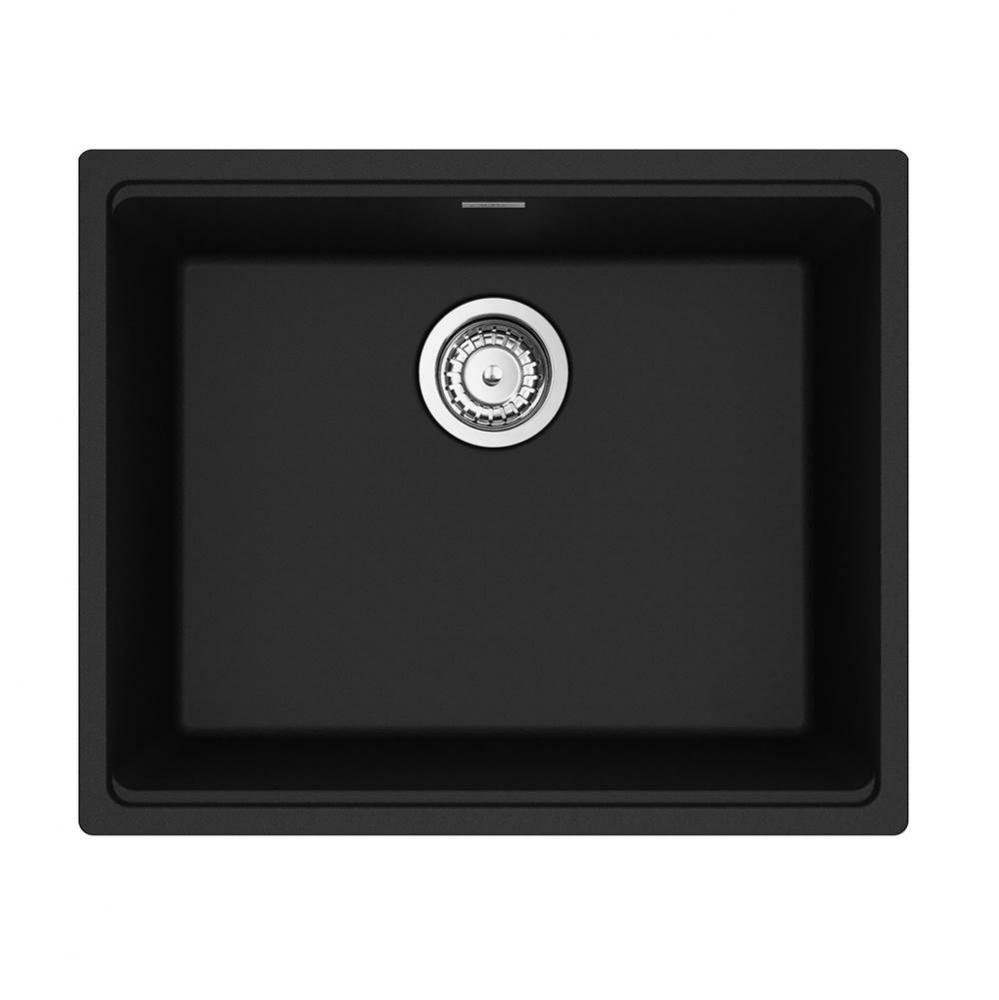 Franke Maris Undermount 21.7-in x 17.8-in Fragranite Single Bowl Kitchen Sink in Matte Black