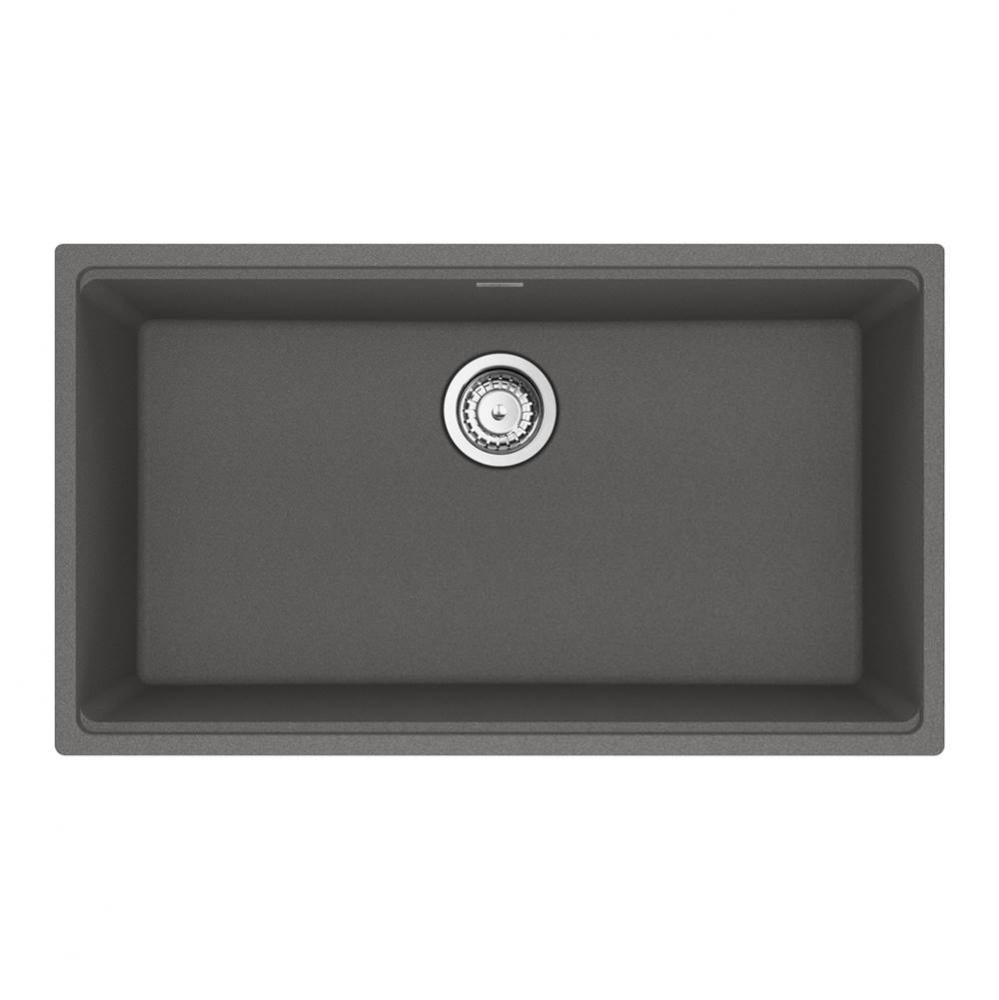 Franke Maris Undermount 31-in x 17.81-in Fragranite Single Bowl Kitchen Sink in Stone Grey