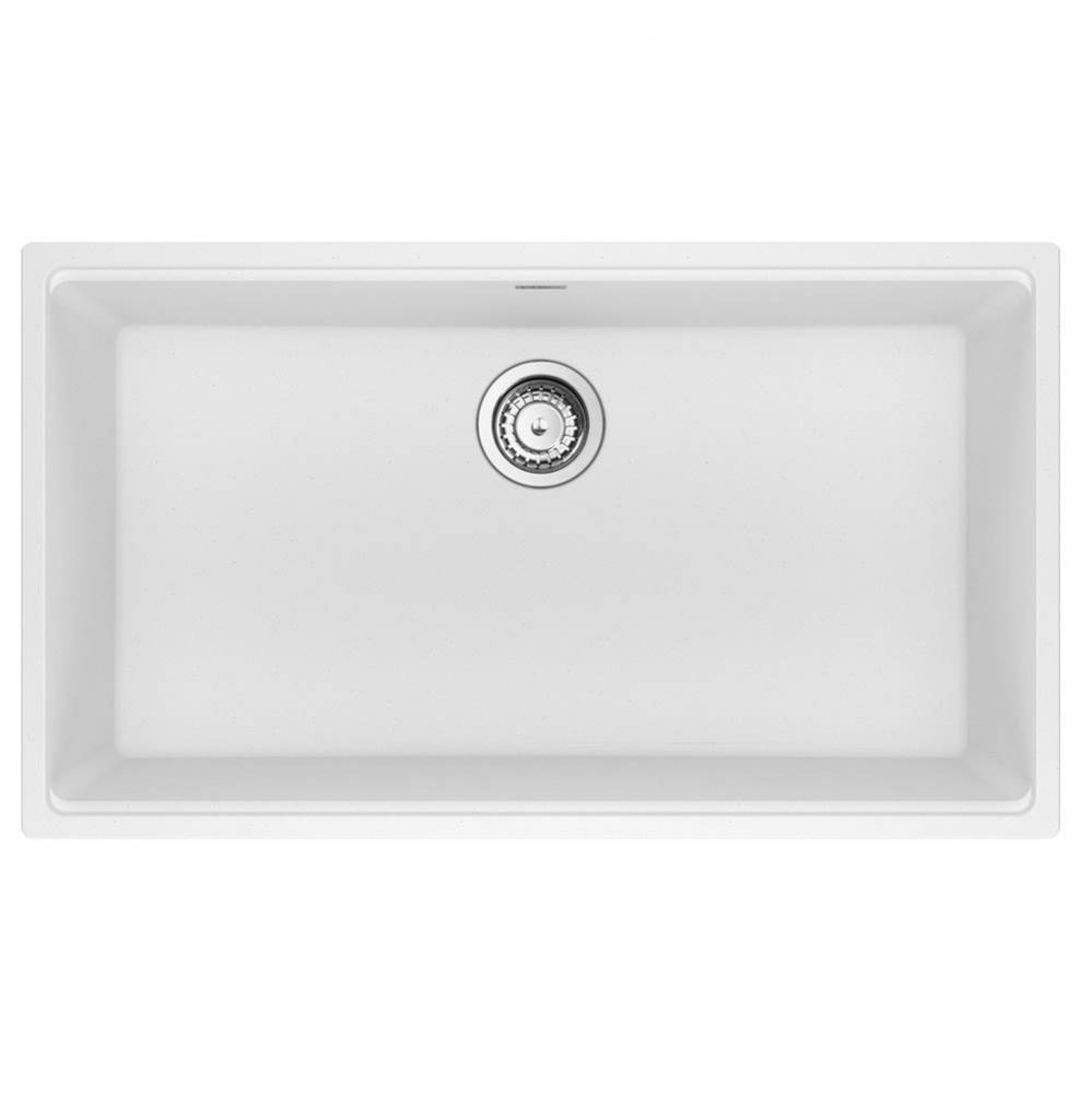 Franke Maris Undermount 33-in x 18.94-in Fragranite Single Bowl Kitchen Sink in Polar White