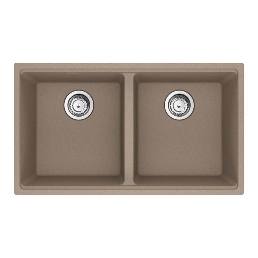 Franke Maris Undermount 31-in x 17.81-in Fragranite Double Bowl Kitchen Sink in Oyster