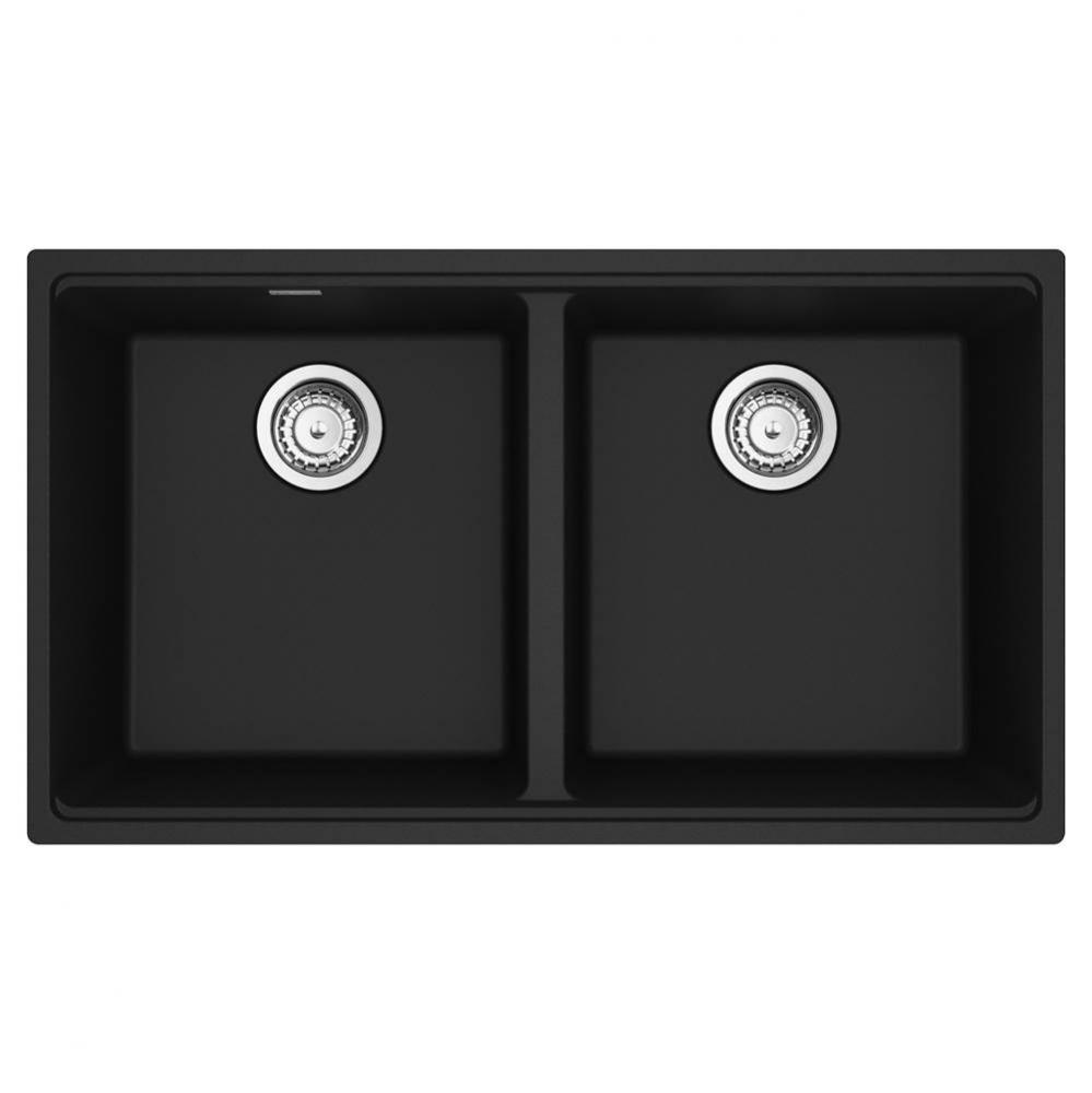 Franke Maris Undermount 33-in x 18.94-in Fragranite Double Bowl Kitchen Sink in Matte Black