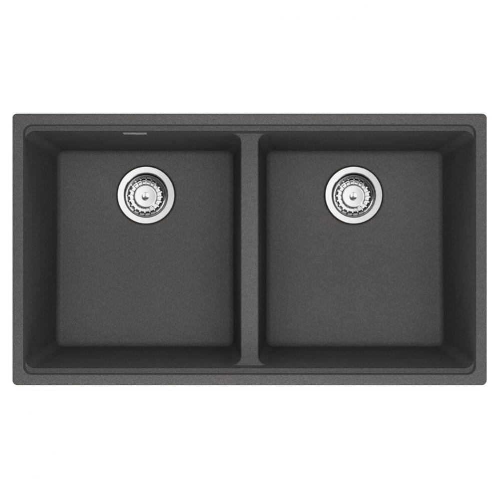 Franke Maris Undermount 33-in x 18.94-in Fragranite Double Bowl Kitchen Sink in Slate Grey