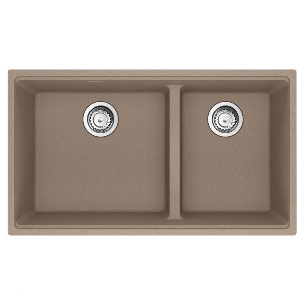 Franke Maris Undermount 33-in x 18.94-in Fragranite Double Bowl Kitchen Sink in Oyster