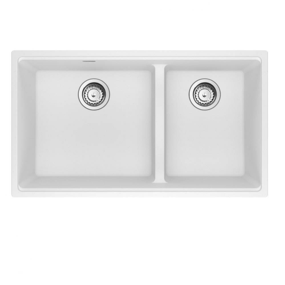 Franke Maris Undermount 33-in x 18.94-in Fragranite Double Bowl Kitchen Sink in Polar White