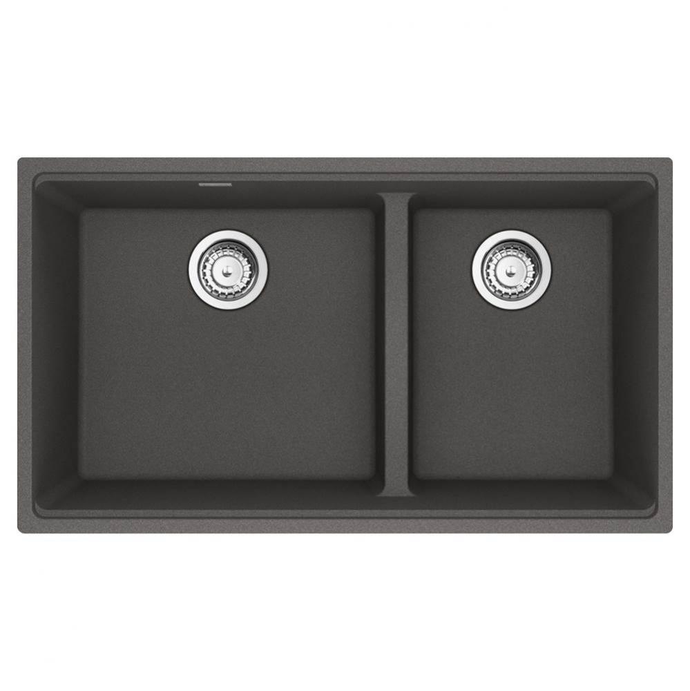 Franke Maris Undermount 33-in x 18.94-in Fragranite Double Bowl Kitchen Sink in Slate Grey