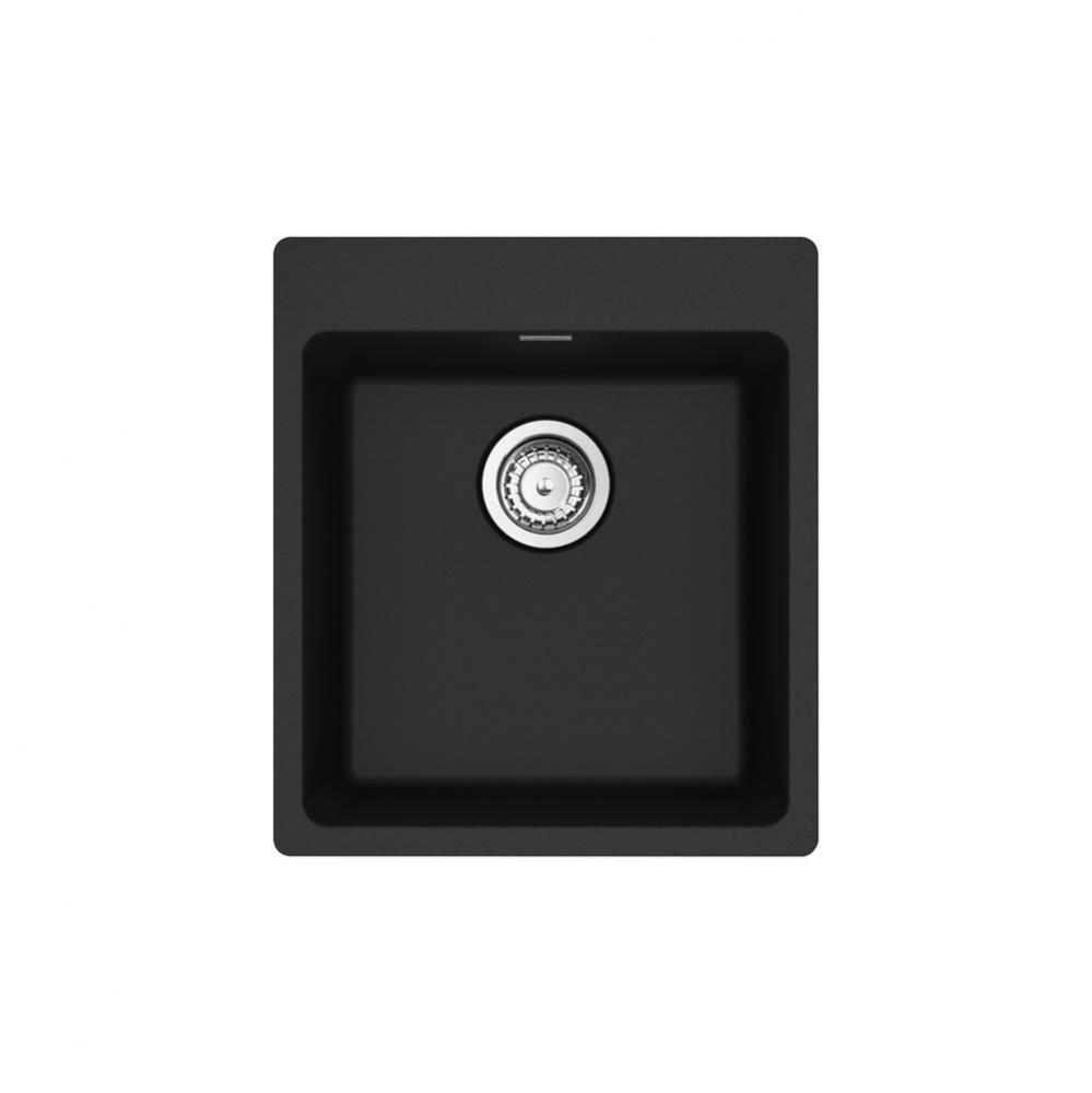 Franke Maris Dual Mount 17.31-in x 19.69-in Fragranite Single Bowl Bar / Prep Sink in Matte Black