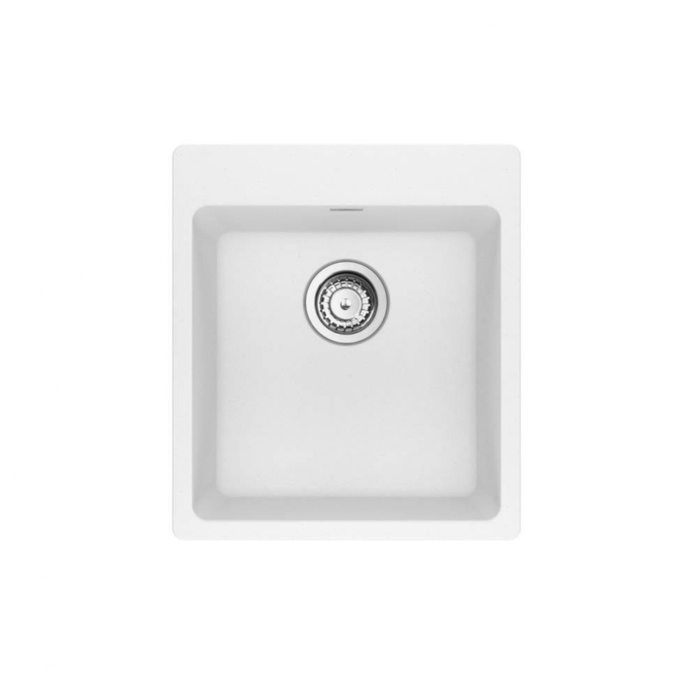 Franke Maris Dual Mount 17.31-in x 19.69-in Fragranite Single Bowl Bar / Prep Sink in Polar White