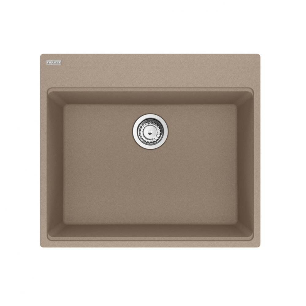 Franke Maris Dual Mount 25-in x 22-in Fragranite Single Bowl Kitchen Sink in Oyster