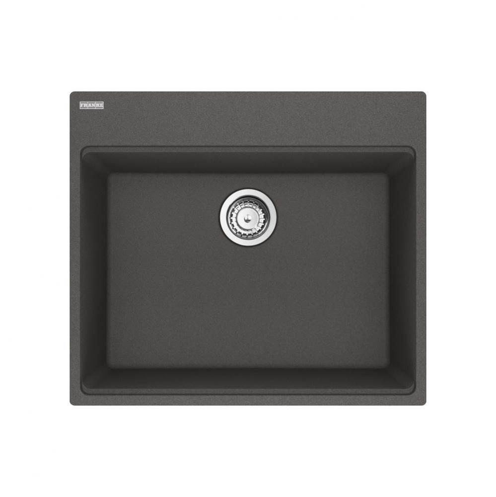 Franke Maris Dual Mount 25-in x 22-in Fragranite Single Bowl Kitchen Sink in Slate Grey