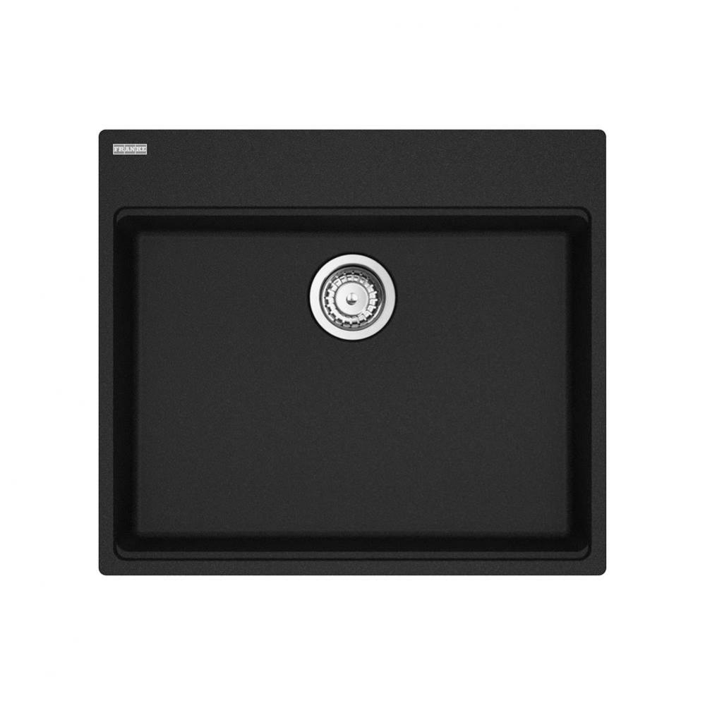 Franke Maris Dual Mount 25-in x 22-in Fragranite ADA Single Bowl Kitchen Sink in Onyx