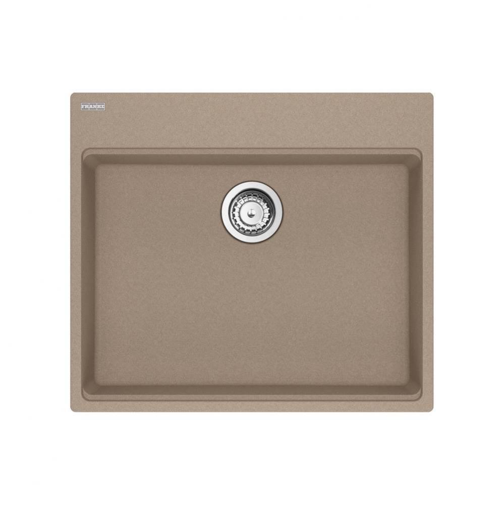 Franke Maris Dual Mount 25-in x 22-in Fragranite ADA Single Bowl Kitchen Sink in Oyster