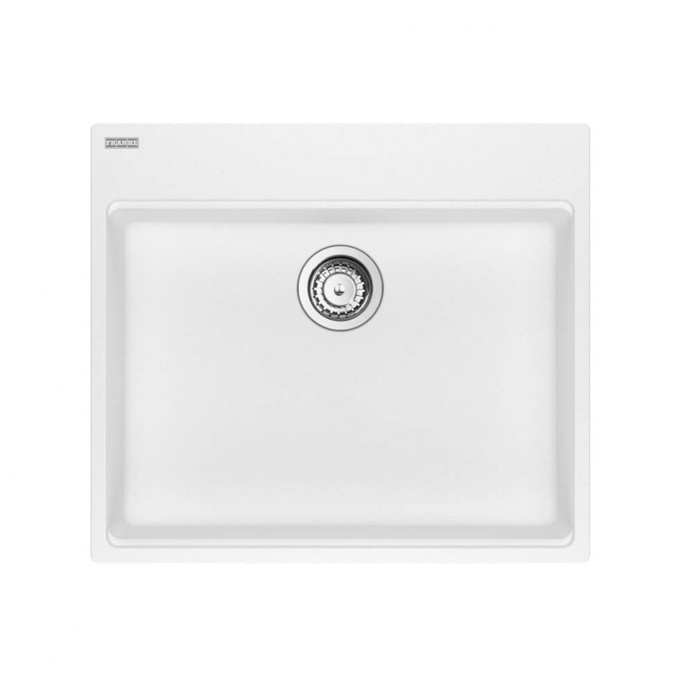 Franke Maris Dual Mount 25-in x 22-in Fragranite ADA Single Bowl Kitchen Sink in Polar White