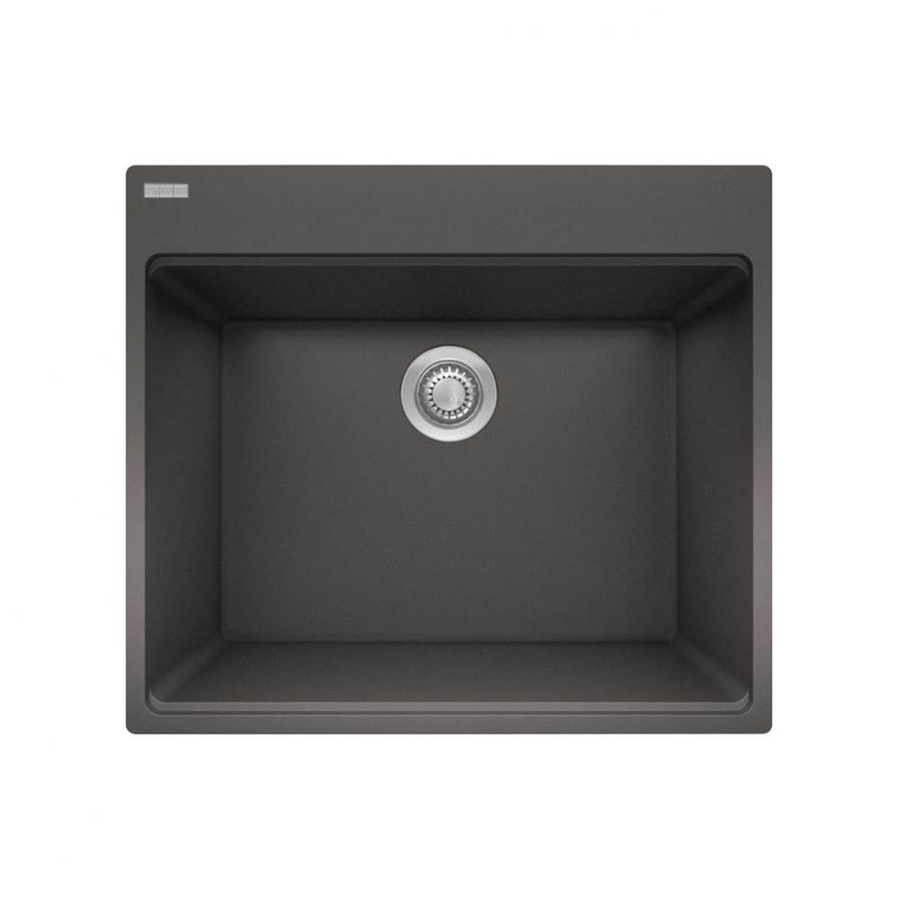 Franke Maris Dual Mount 25-in x 22-in Fragranite Dual Mount Single Bowl Laundry Sink in Slate Grey