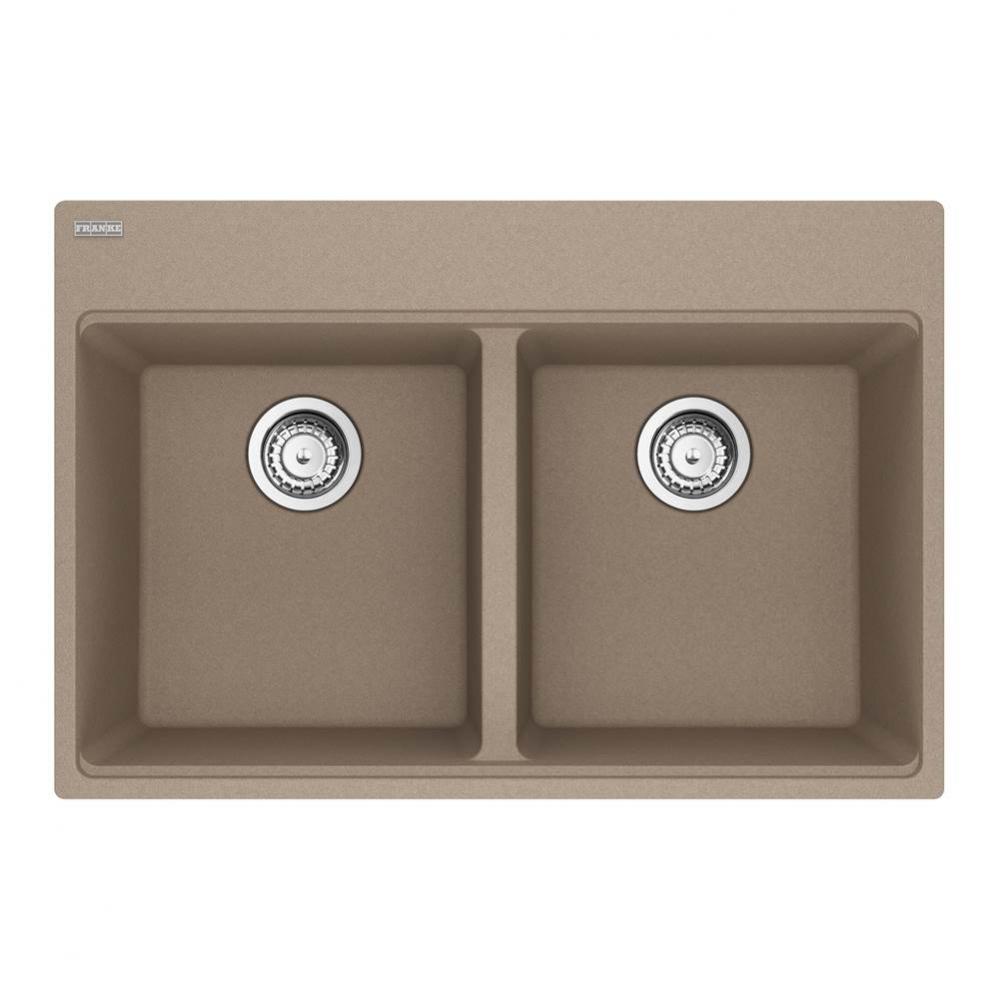 Franke Maris Dual Mount 31-in x 20.88-in Fragranite Double Bowl Kitchen Sink in Oyster