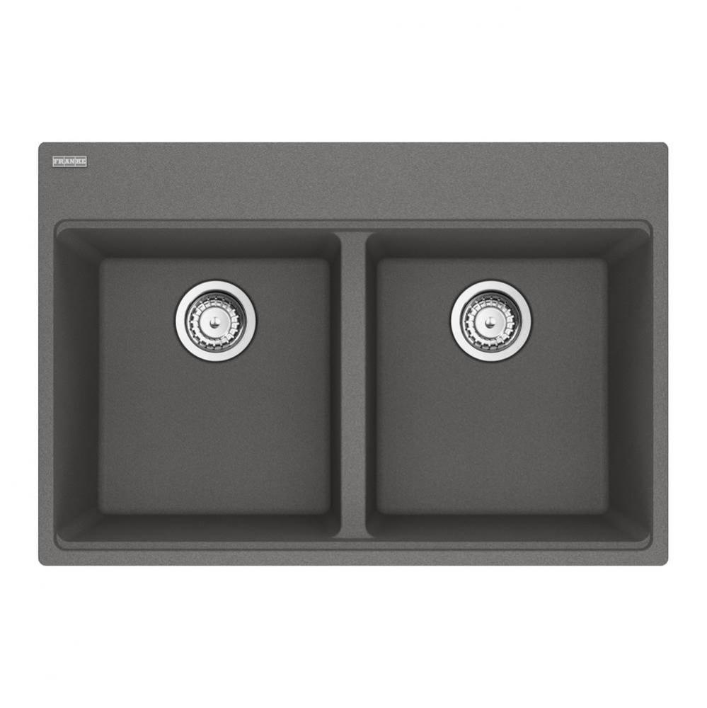 Franke Maris Dual Mount 31-in x 20.88-in Fragranite Double Bowl Kitchen Sink in Stone Grey