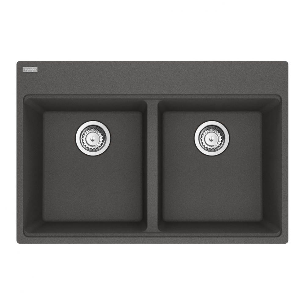 Franke Maris Dual Mount 31-in x 20.88-in Fragranite Double Bowl Kitchen Sink in Slate Grey