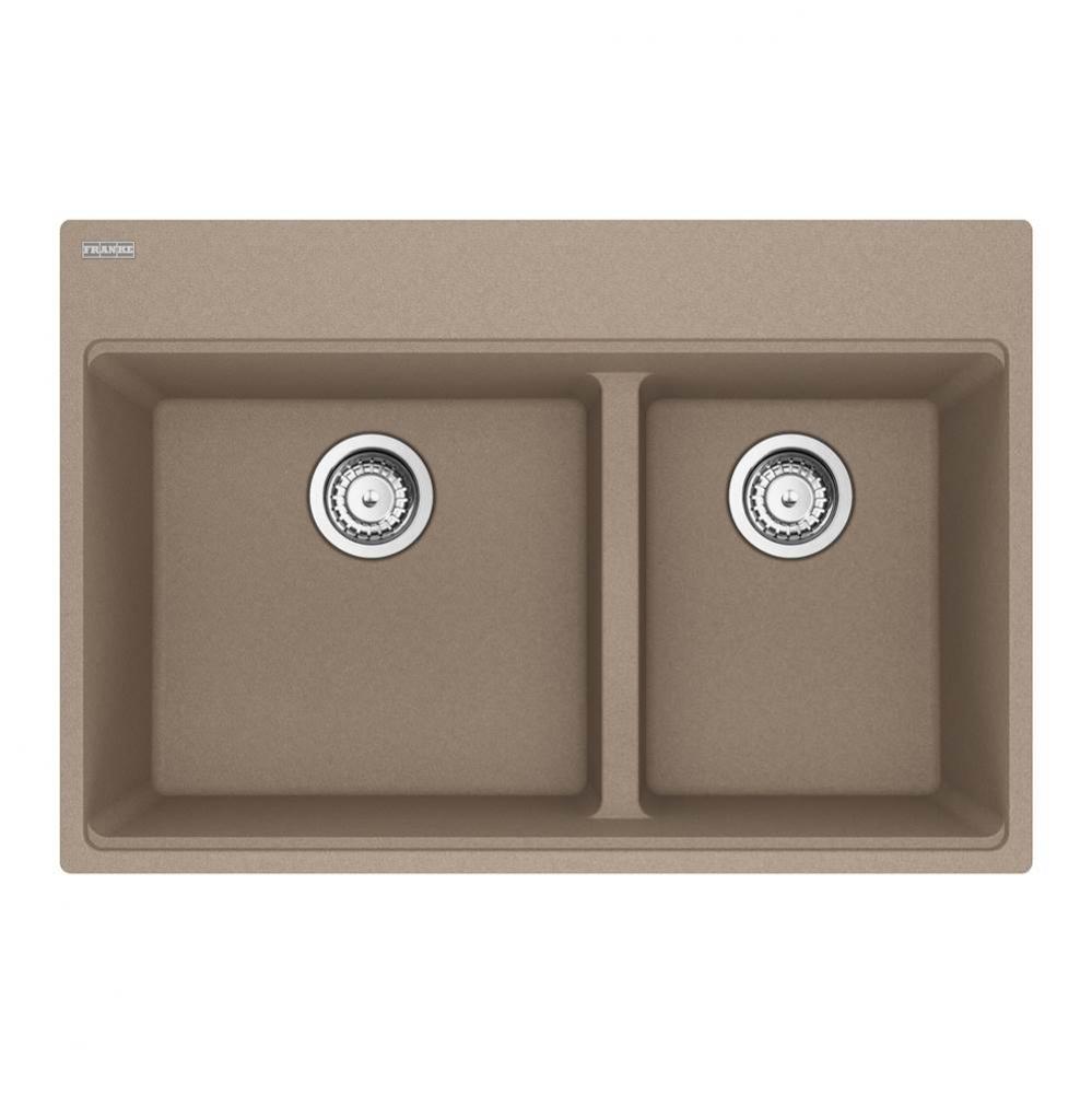 Franke Maris Dual Mount 31-in x 20.9-in Fragranite Double Bowl Kitchen Sink in Oyster