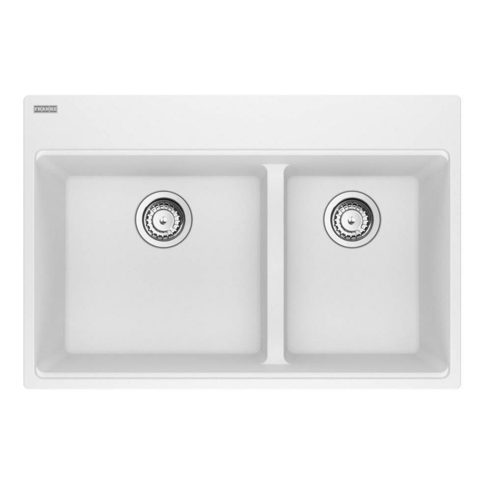 Franke Maris Dual Mount 31-in x 20.9-in Fragranite Double Bowl Kitchen Sink in Polar White