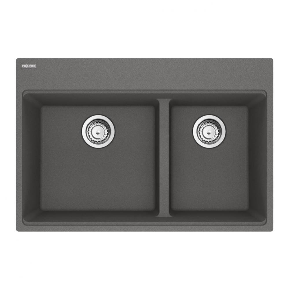 Franke Maris Dual Mount 31-in x 20.9-in Fragranite Double Bowl Kitchen Sink in Stone Grey