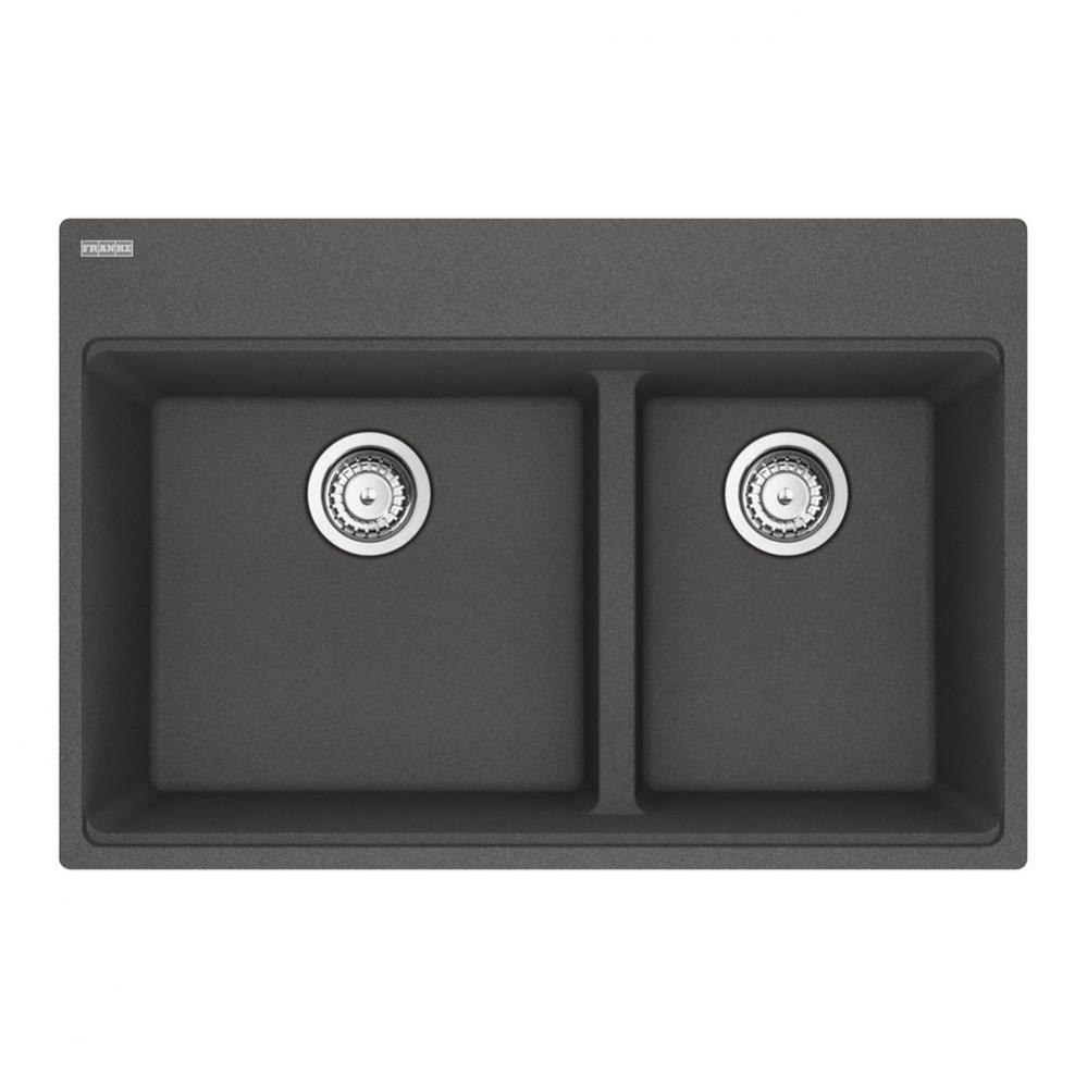 Franke Maris Dual Mount 31-in x 20.9-in Fragranite Double Bowl Kitchen Sink in Slate Grey