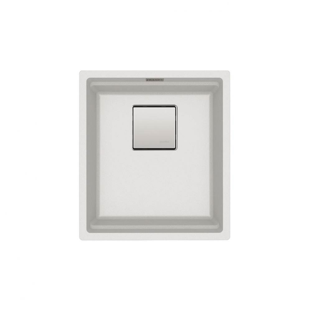 Franke Peak 16.1-in. x 18.1-in. Fragranite Undermount Single Bowl Kitchen Sink in Polar White