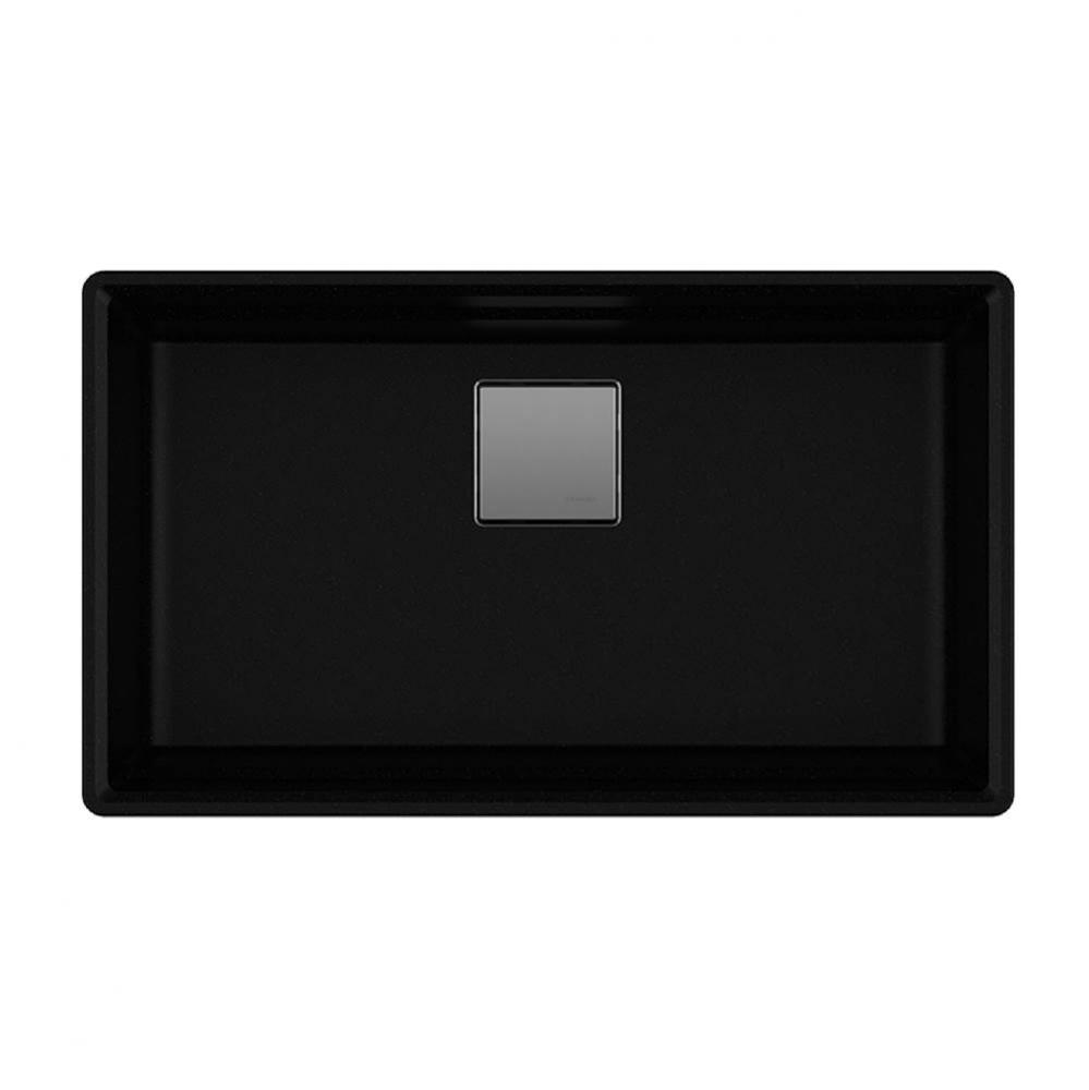 Franke Peak 32.0-in. x 18.8-in. Fragranite Undermount Single Bowl Kitchen Sink in Onyx