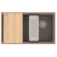 Franke Residential Canada MAG11031OW-OYS-WKC - Franke Maris Undermount 33-in x 19.31-in Fragranite Single Bowl Workcenter Kitchen Sink in Oyster