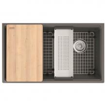 Franke Residential Canada MAG11031OW-SHG-WKC - Franke Maris Undermount 33-in x 19.31-in Fragranite Single Bowl Workcenter Kitchen Sink in Stone G