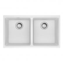 Franke Residential Canada MAG1201414-PWT-S - Franke Maris Undermount 31-in x 17.81-in Fragranite Double Bowl Kitchen Sink in Polar White