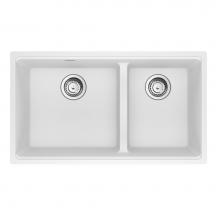 Franke Residential Canada MAG1601611LD-PWT-S - Franke Maris Undermount 31-in x 17.81-in Fragranite Double Bowl Kitchen Sink in Polar White