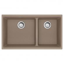 Franke Residential Canada MAG1601812LD-OYS-S - Franke Maris Undermount 33-in x 18.94-in Fragranite Double Bowl Kitchen Sink in Oyster