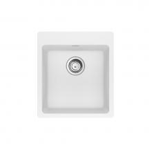 Franke Residential Canada MAG61015-PWT-S - Franke Maris Dual Mount 17.31-in x 19.69-in Fragranite Single Bowl Bar / Prep Sink in Polar White