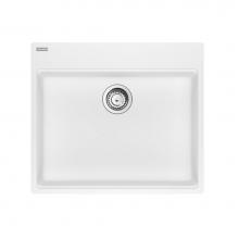 Franke Residential Canada MAG61023ADA-PWT-S - Franke Maris Dual Mount 25-in x 22-in Fragranite ADA Single Bowl Kitchen Sink in Polar White