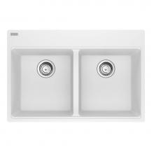 Franke Residential Canada MAG6201414-PWT-S - Franke Maris Dual Mount 31-in x 20.88-in Fragranite Double Bowl Kitchen Sink in Polar White